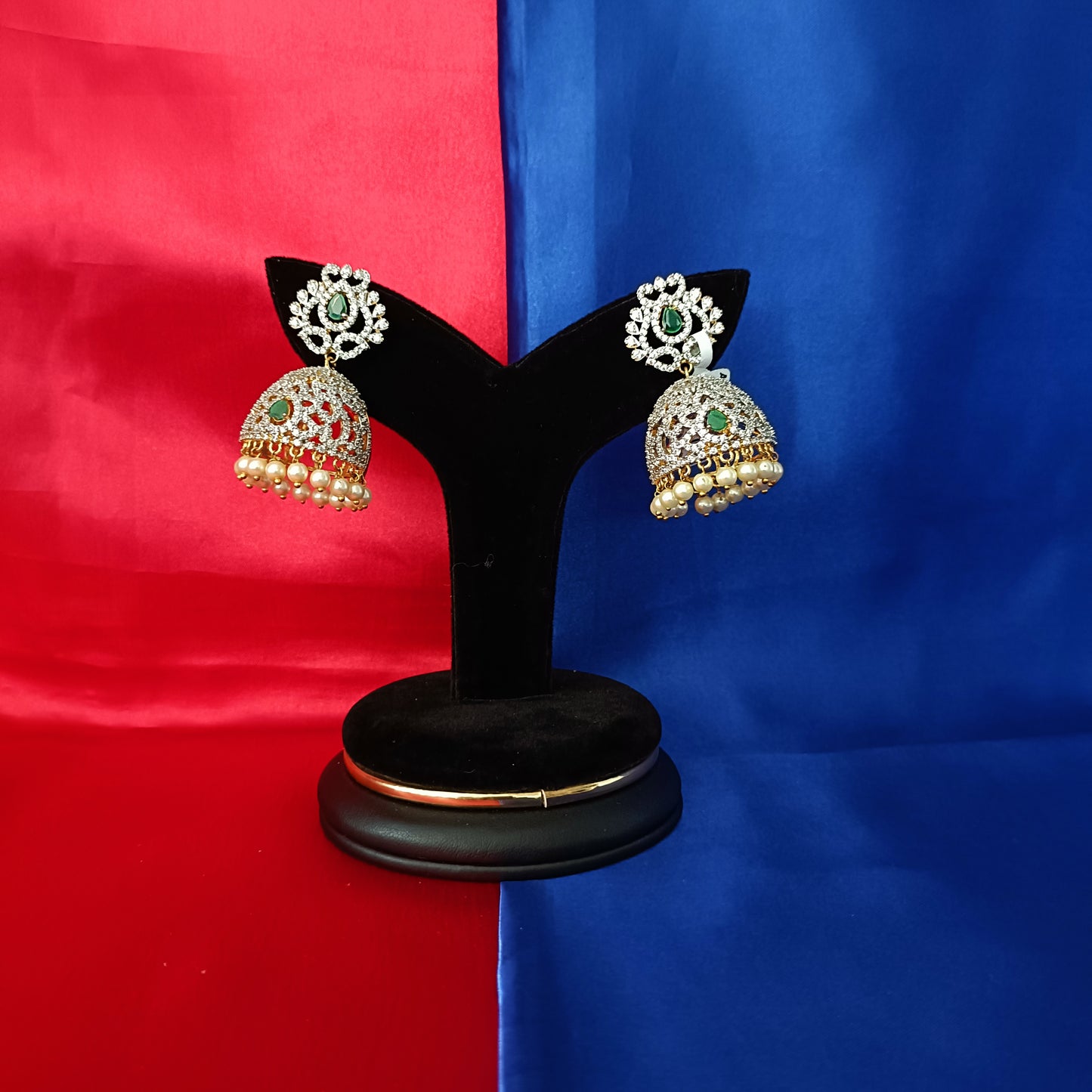 Beautiful GJ Jhumki In Green Stone