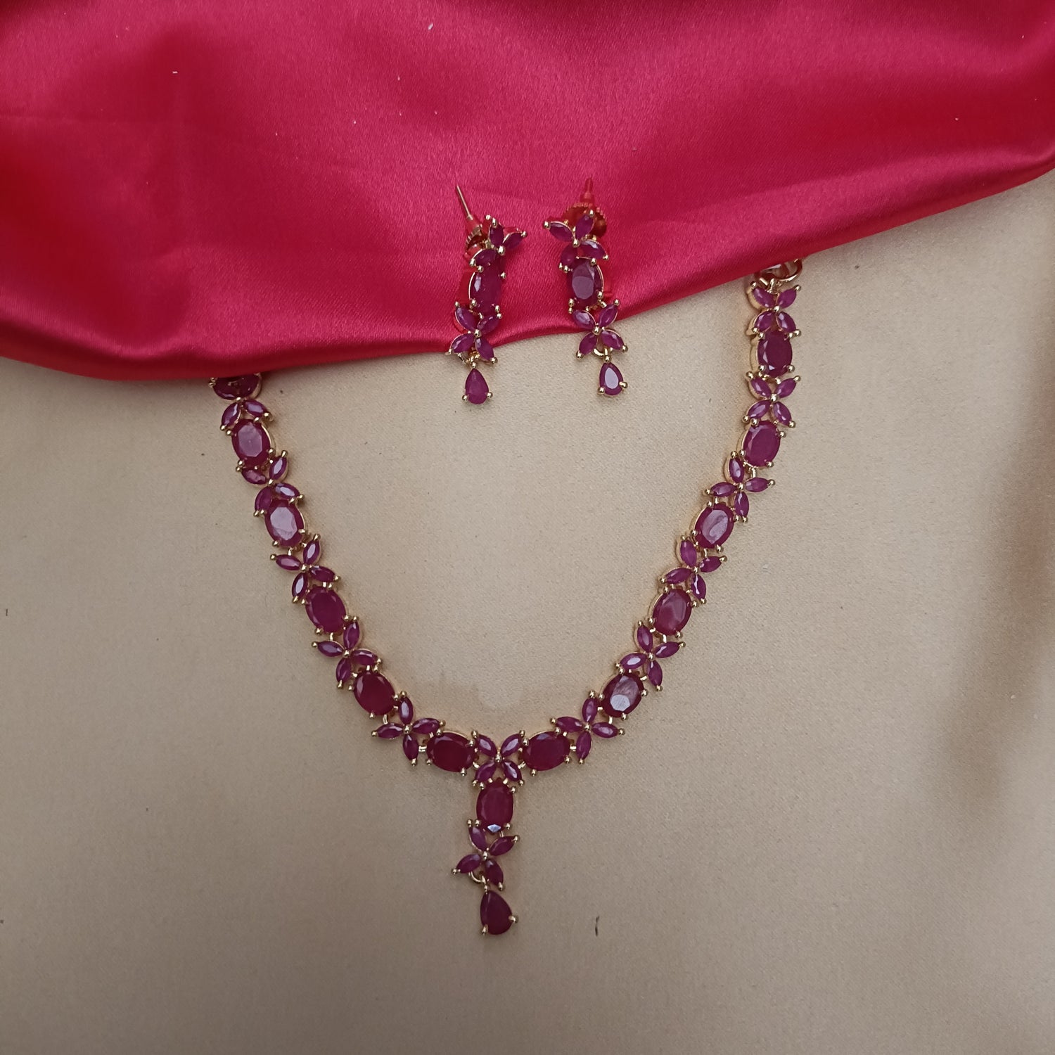 Simple Ruby Necklace - Ambica Wedding Mall