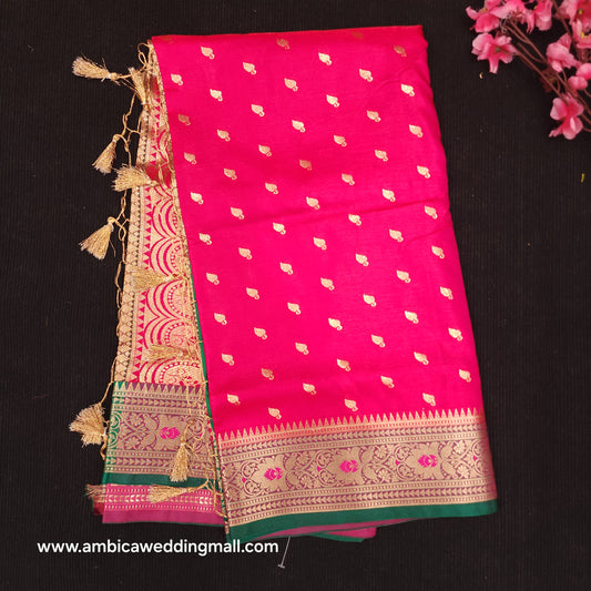 Semi Katan Banarasi Butta Saree - K1250