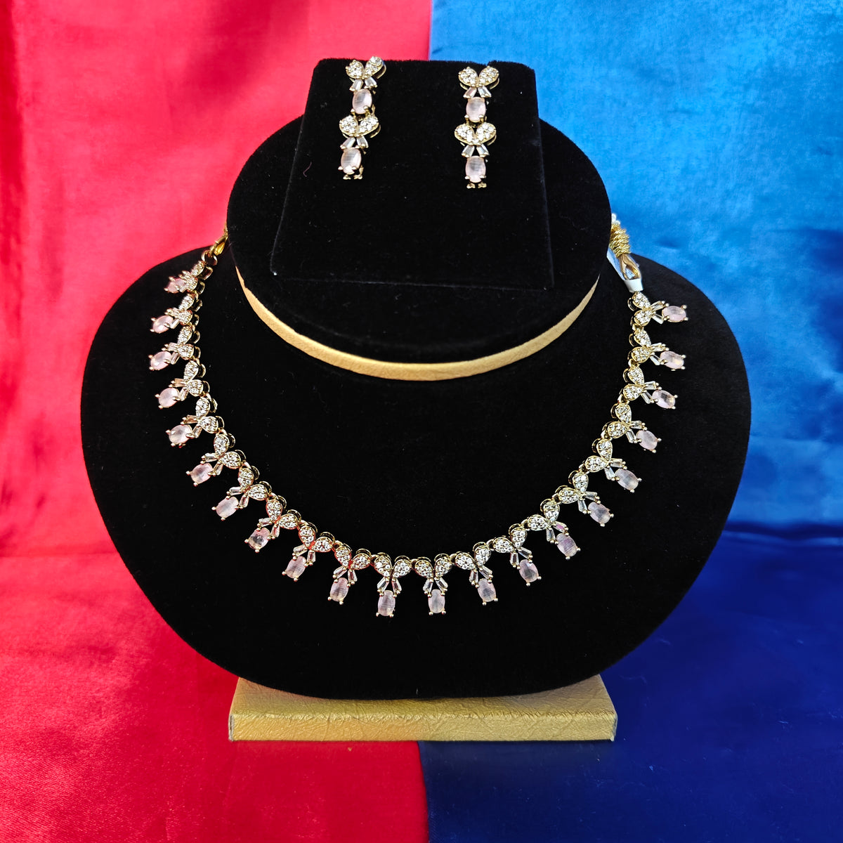 Beautiful Mini Haaram In Baby Pink Stone