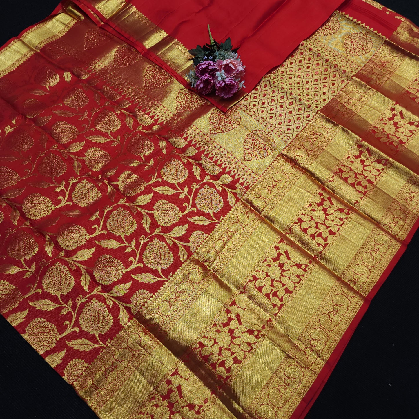 Special Red Muhurtham Kanchi Pattu Bridal Handloom Saree