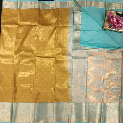 Resham Kanchi Pattu Contrast Border Saree