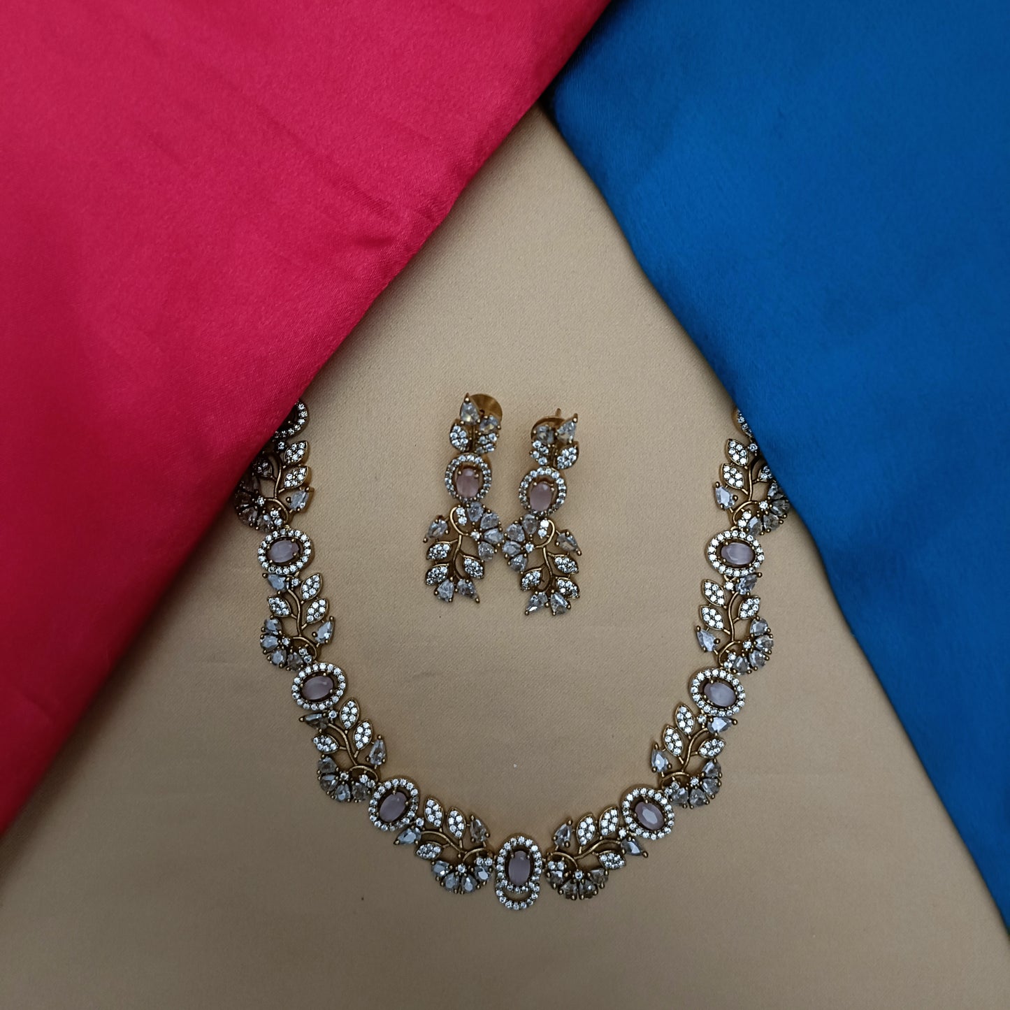 Beautiful Mini Haaram In Baby Pink Stone