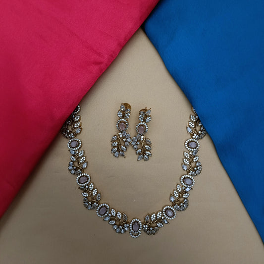 Beautiful Mini Haaram In Baby Pink Stone