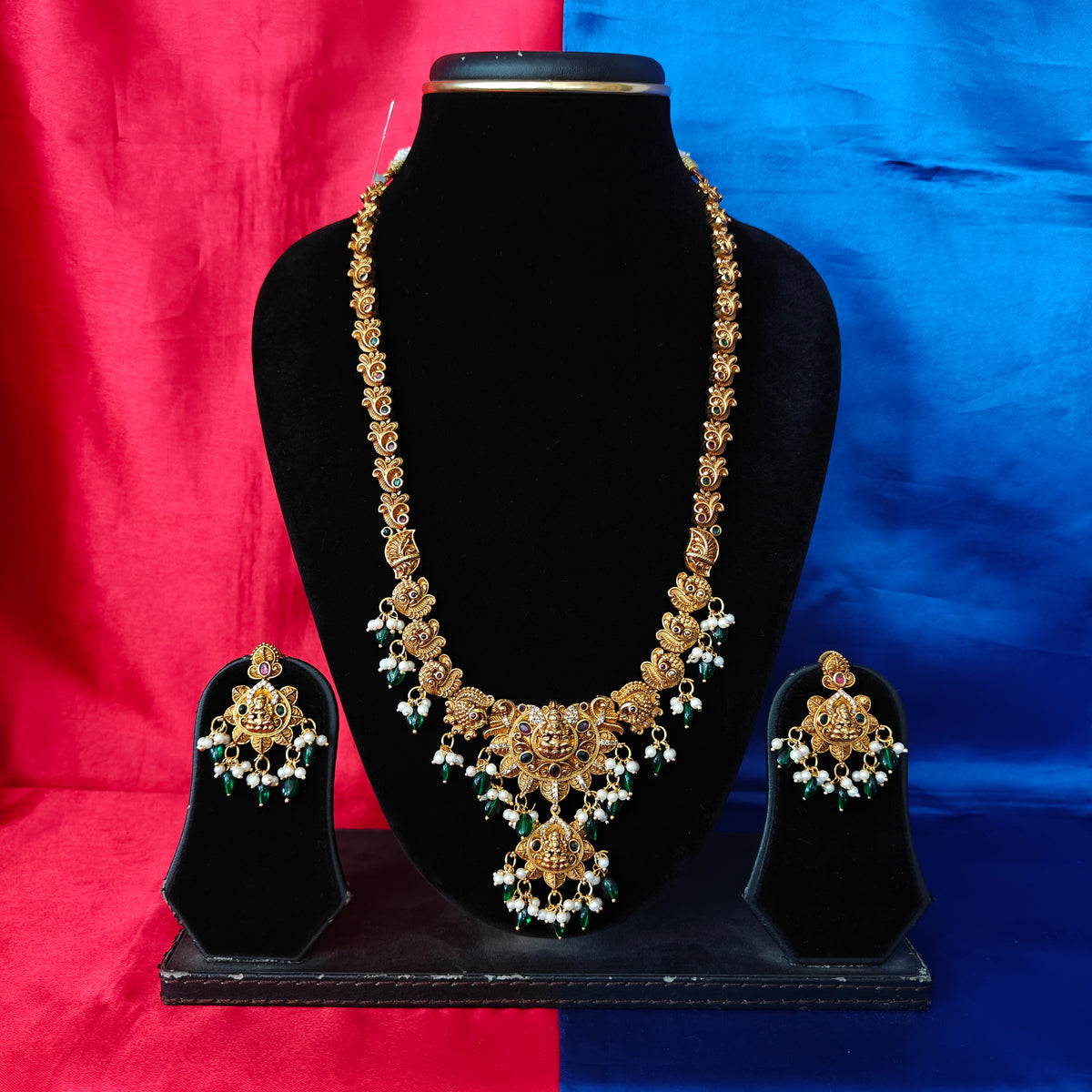 Beautiful Nakshi Long Necklace With Laxmi Idol