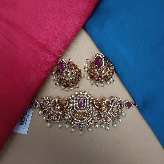 Beautiful Mini Choker In Ruby Stone