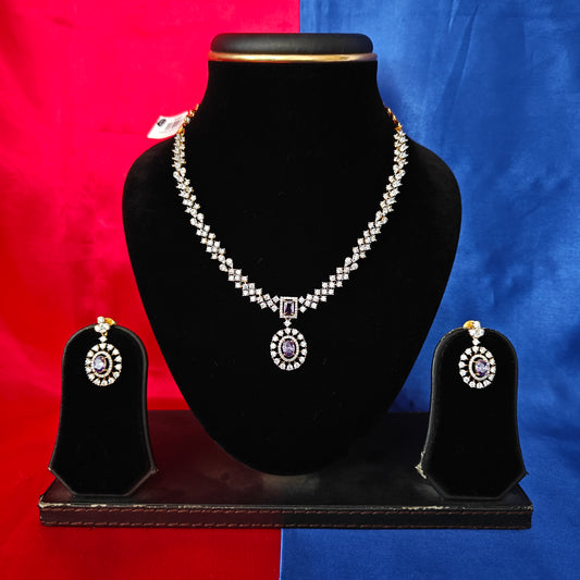 Beautiful GJ Short Necklace In Lavender Stone