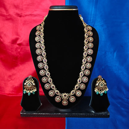 Beautiful Jadau Kundan Long Necklace With Changeable Pendent