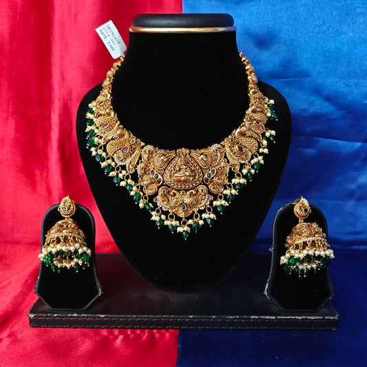 Beautiful Nakshi Short Necklace With Laxmi Idol