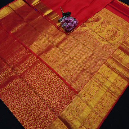 Special Red Muhurtham Kanchi Pattu Bridal Handloom Saree