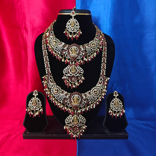 Elegant Victorian Combo Set In Maroon Beads