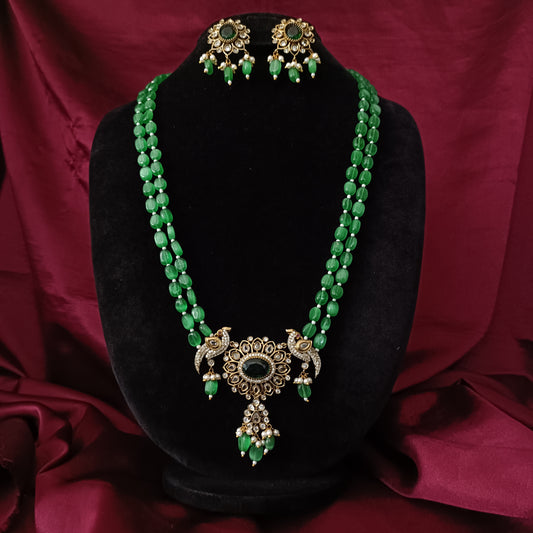Stylish Green Studded Beads Maala
