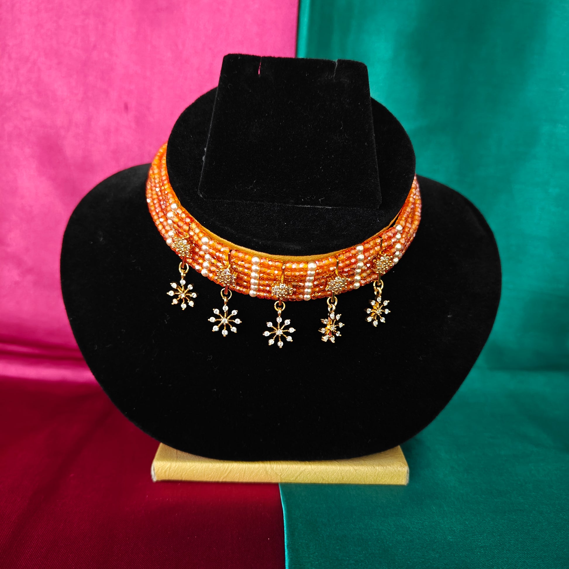 Beautiful Orange Coloured Honex Choker - Ambica Wedding Mall