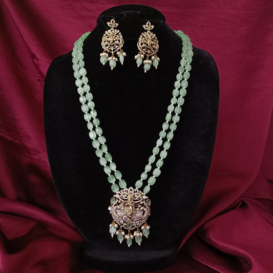 Beautiful Pista Green colour Beads Maala with Krishna Locket
