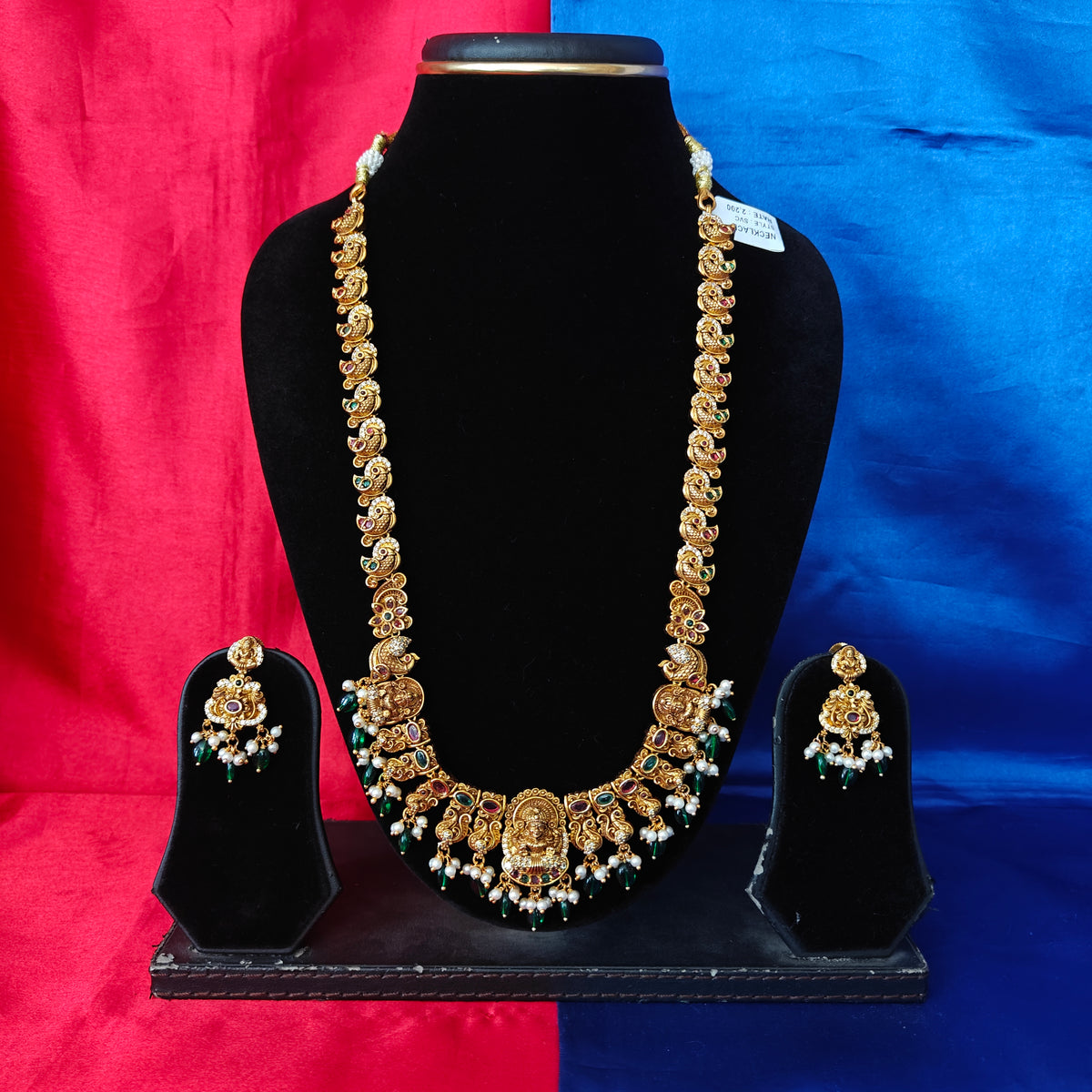 Beautiful Nakshi Long Necklace With Laxmi Idol