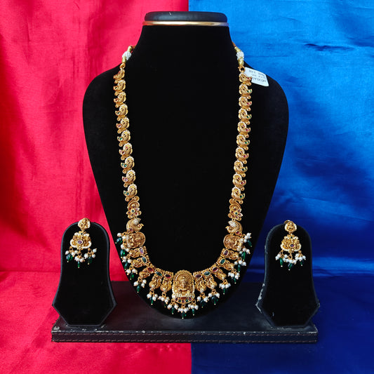 Beautiful Nakshi Long Necklace With Laxmi Idol