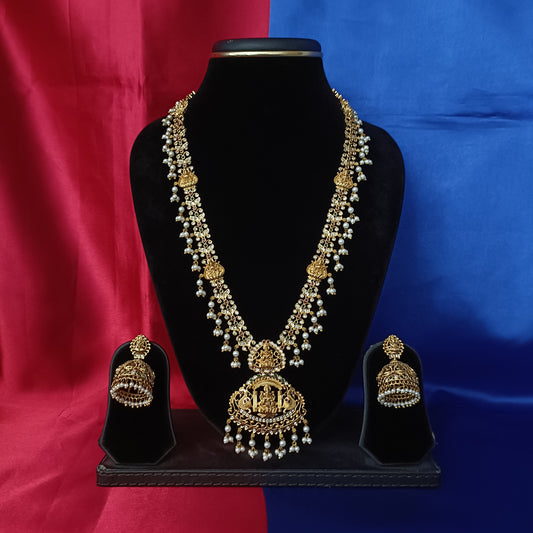 Beautiful Nakshi Long Necklace With Laxmi Idol
