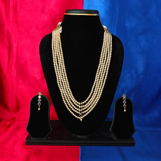 Beautiful Pearls Mala In Purple Stone