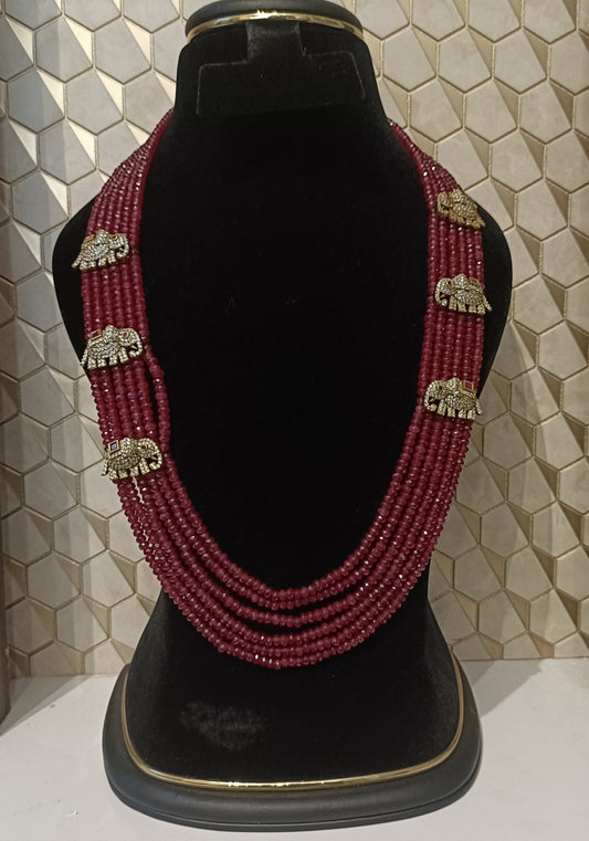 Beautiful Maroon Honex Beads Necklace