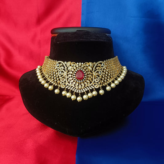 Beautiful GJ Choker In Ruby Stone
