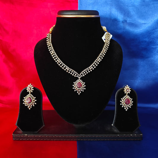 Beautiful Mini Haaram In Ruby Stone