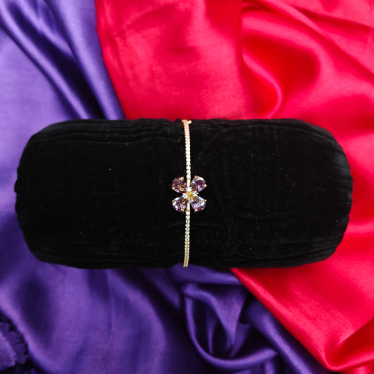 Beautiful Gold Bracelet In Lavender Stone