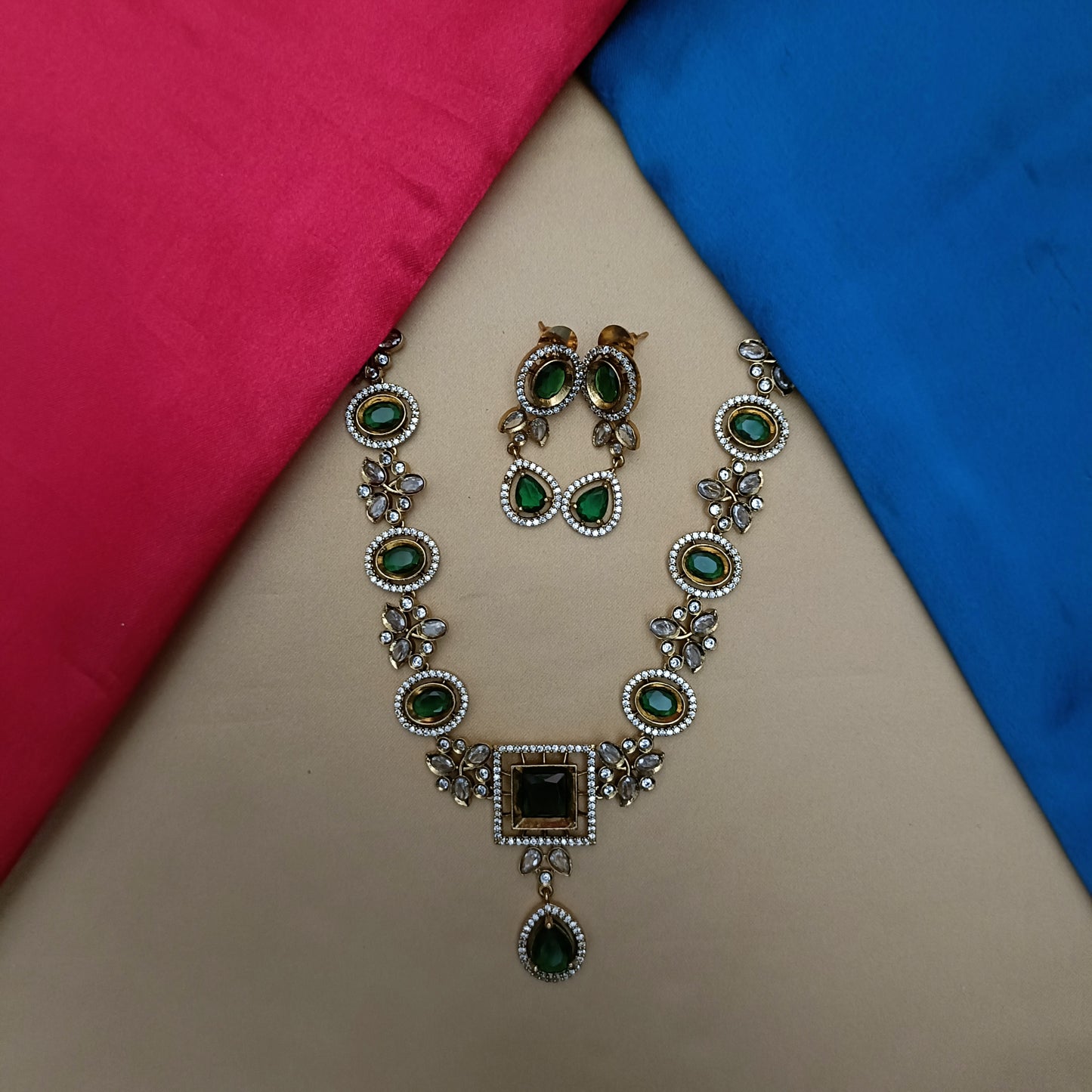 Beautiful Mini Haaram In Green Stone