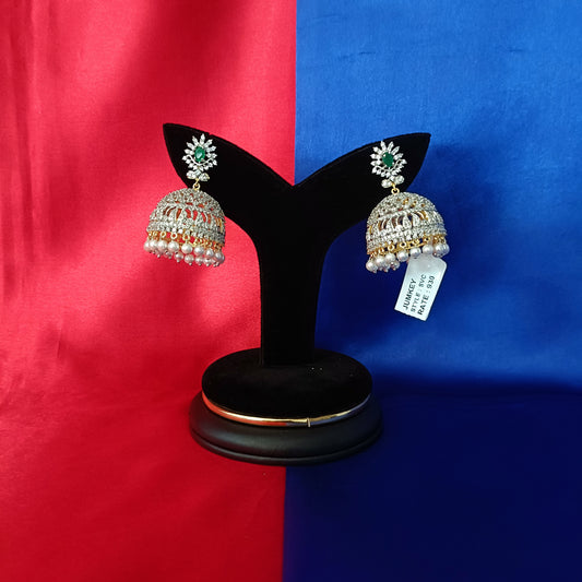 Elegant GJ Jhumki In Green Stone