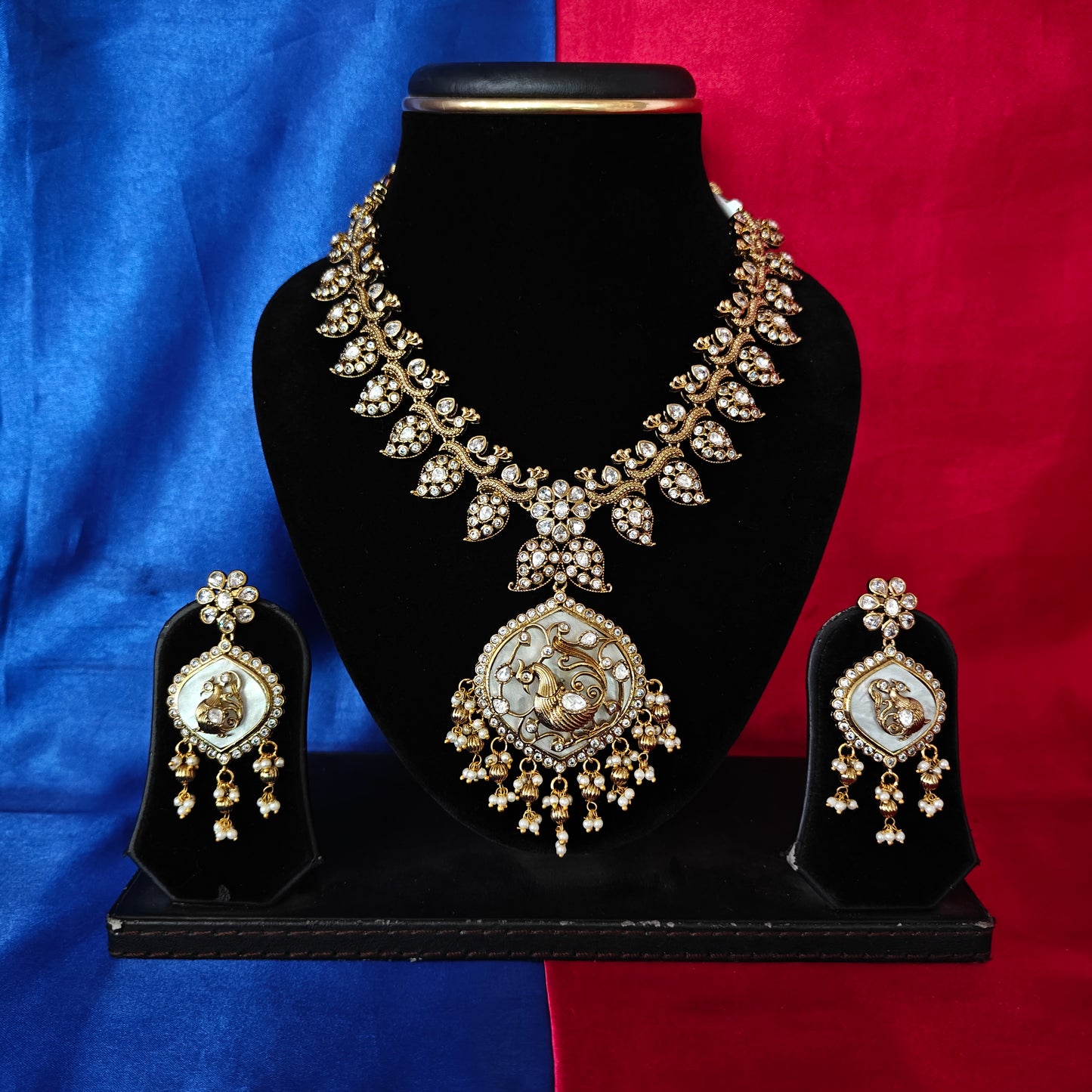 Beautiful Victorian Short Necklace In Half White Stone - Ambica Wedding Mall