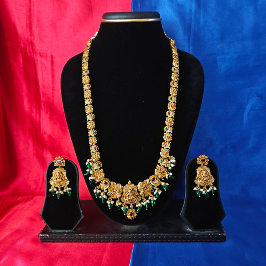 Beautiful Nakshi Long Necklace With Laxmi Idol