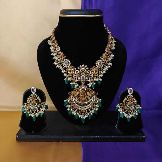 Beautiful Nakshi Short Necklace With Laxmi Idol - Ambica Wedding Mall
