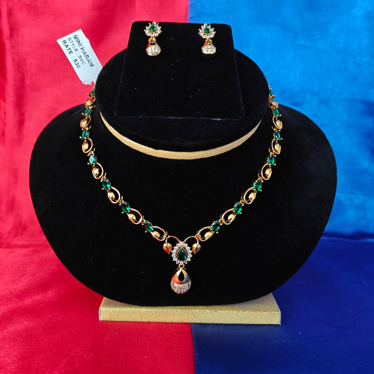Beautiful Mini Haaram In Green Stone