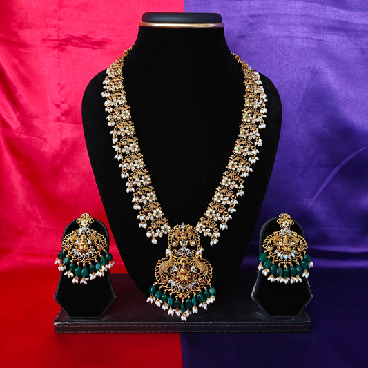 Beautiful Nakshi Long Necklace With Laxmi Idol