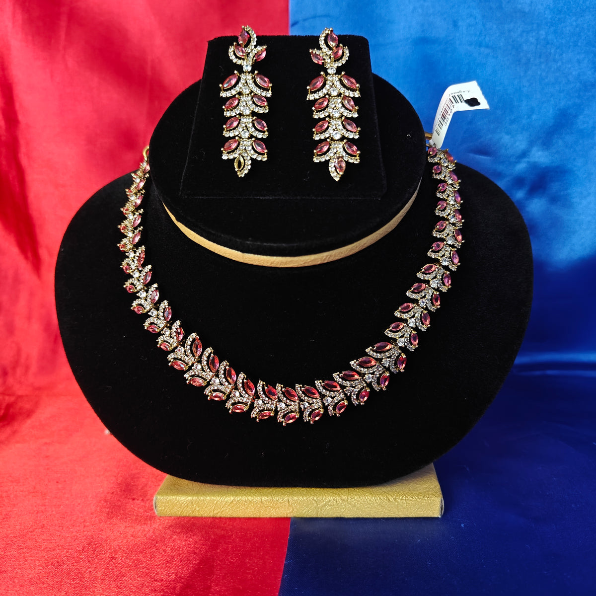 Beautiful Mini Haaram In Maroon Stone