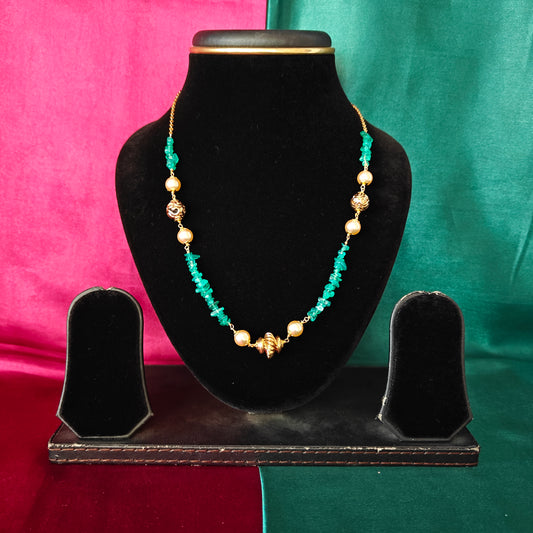 Beautiful Pearls Mala With Green Beads - Ambica Wedding Mall