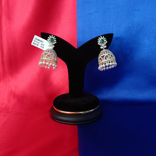 Elegant GJ Jhumki In Green Stone