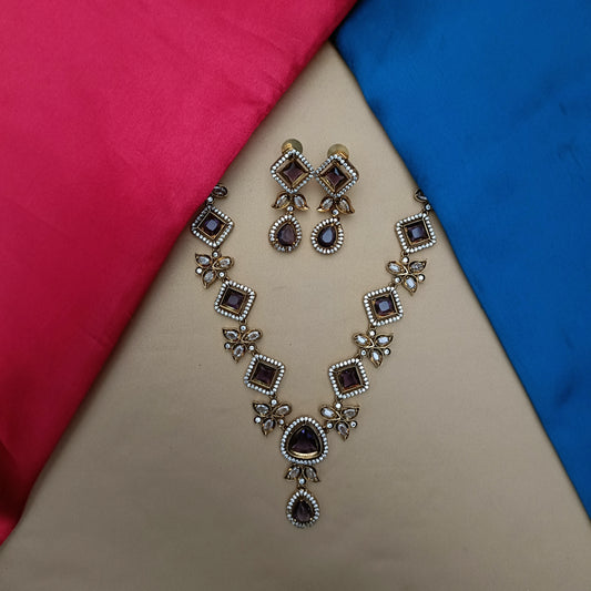 Beautiful Mini Haaram In Purple Stone