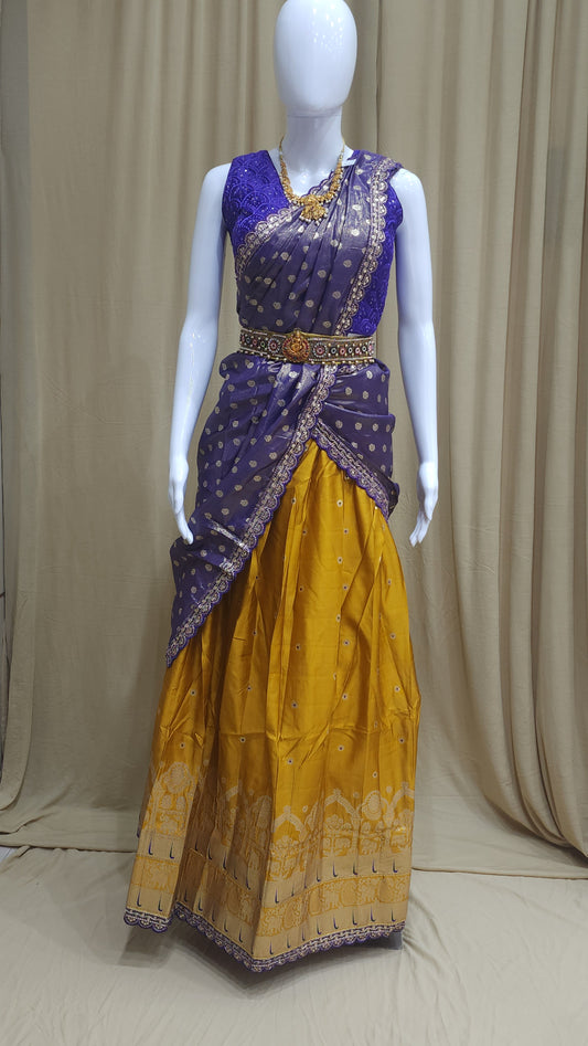 Banaras Pattu Half Saree With Spl Border