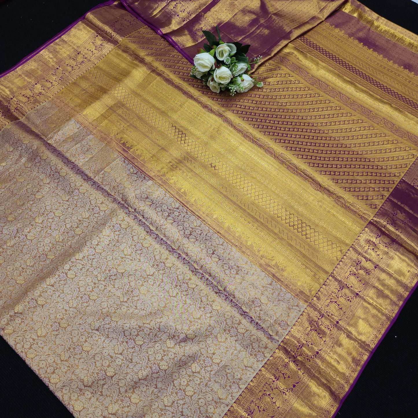 Pure 2G Jariwarp Brocade Handloom Tissue Sarees