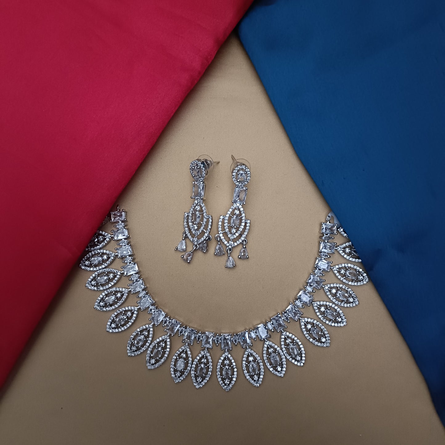 Elegant AD Short Necklace In White Stone