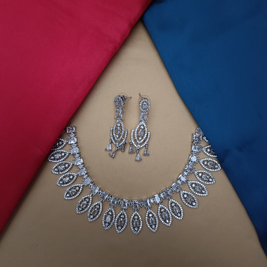 Elegant AD Short Necklace In White Stone