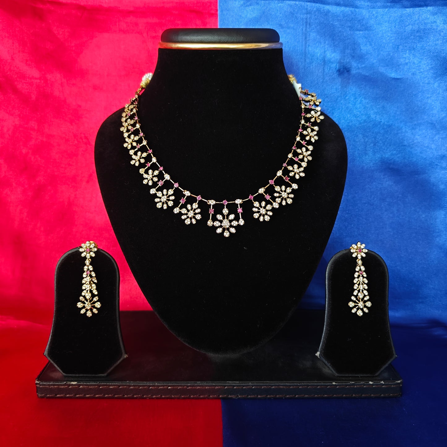 Beautiful Mini Haaram In Ruby Stone