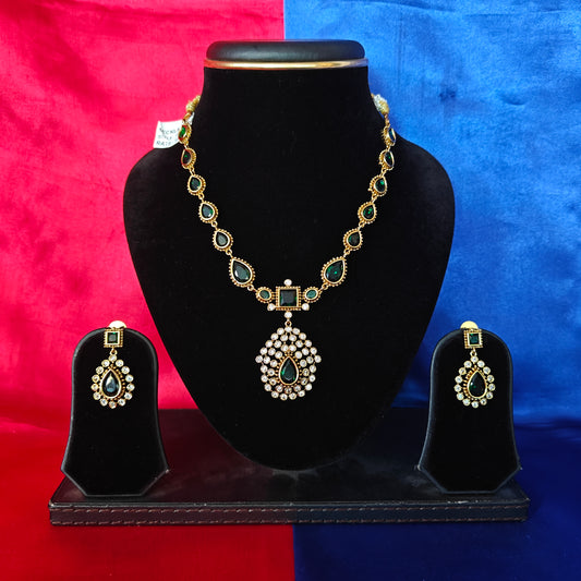 Beautiful Mini Haaram In Green Stone
