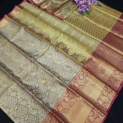 ✨️Semi Kanchi Pattu One Gram Gold Saree💫