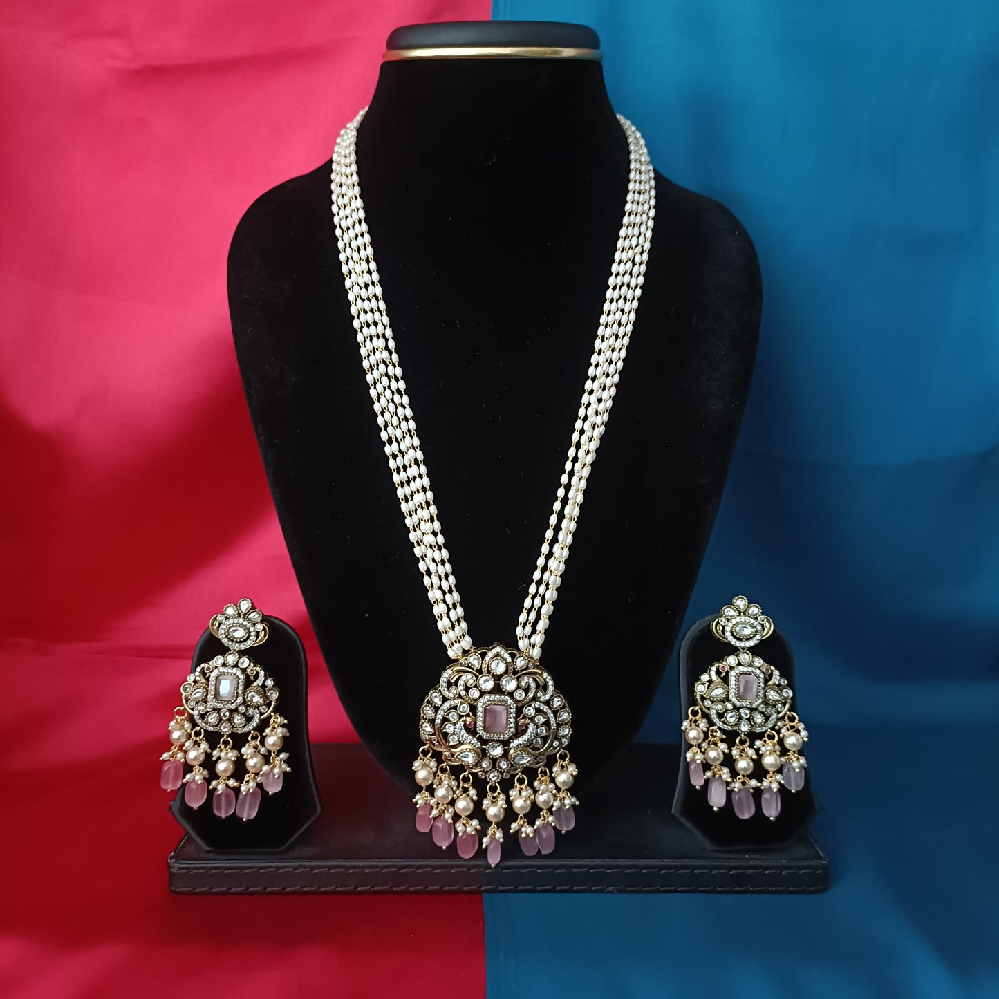 Beautiful Pearls Maala In Baby Pink Stone