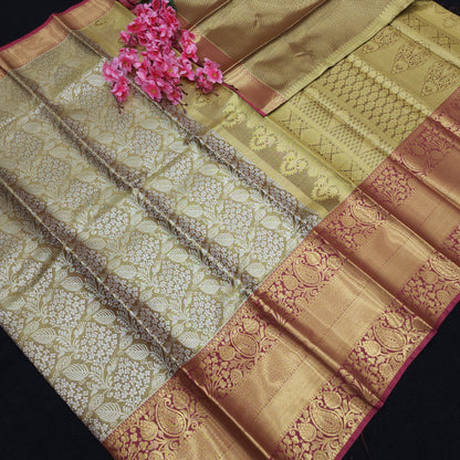 ✨️Semi Kanchi Pattu One Gram Gold Saree💫