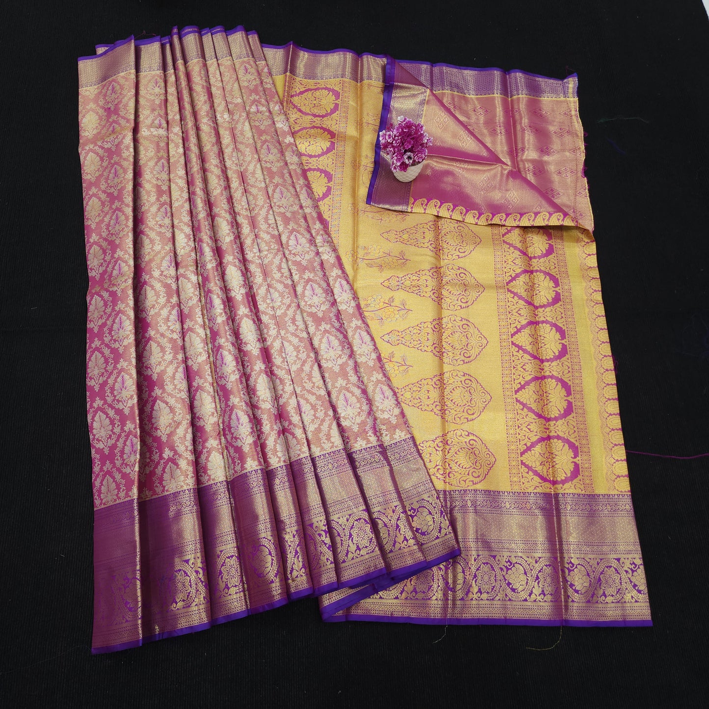 ✨️Semi Kanchi Pattu One Gram Gold Saree💫
