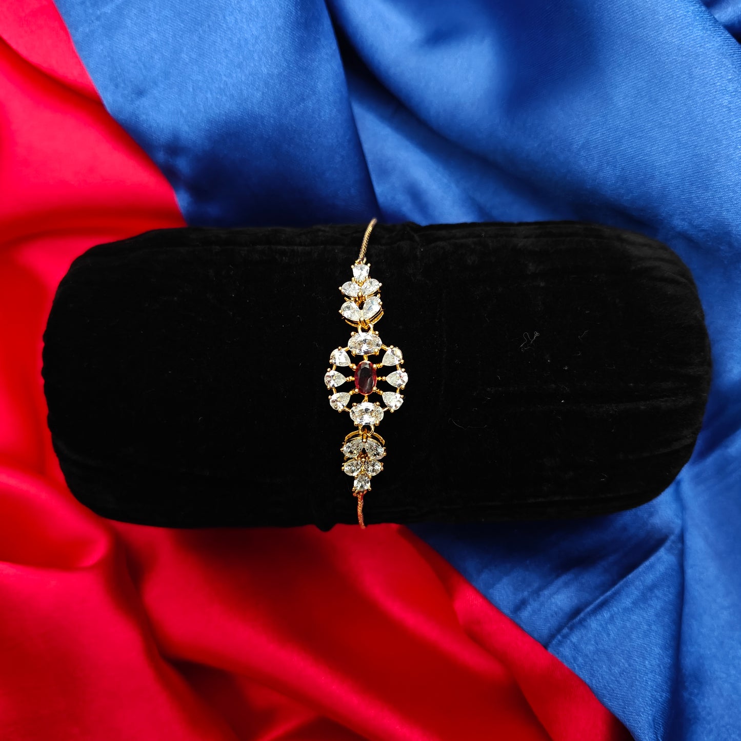 Beautiful Chain Type Gold Bracelet In Ruby Stone