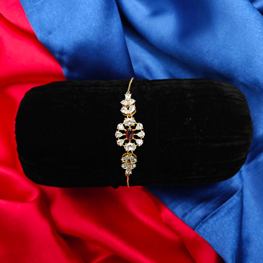 Beautiful Chain Type Gold Bracelet In Ruby Stone