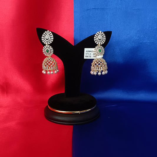 Elegant GJ Jhumki In Green Stone